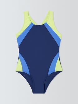 John Lewis Kids' Colour Block Sport Swimsuit, Navy, Navy