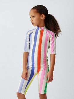 John Lewis Kids' Stripe Sunpro Swimsuit, Multi - view 2, Multi