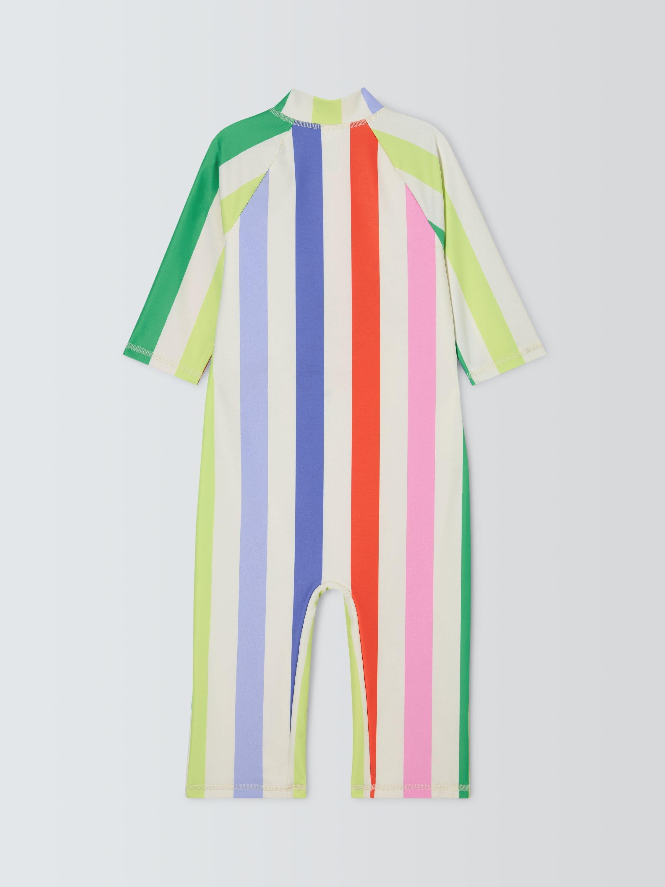 Product image 2 of 3, which shows John Lewis Kids' Stripe Sunpro Swimsuit, Multi, 3 years