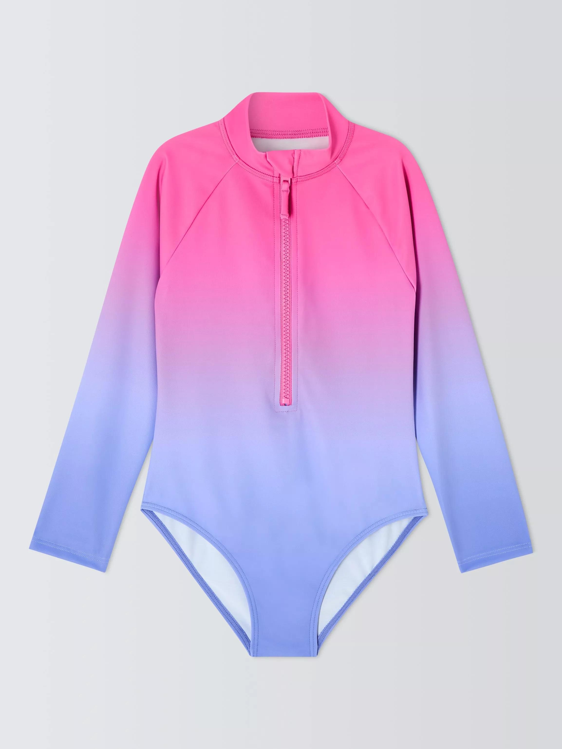 John Lewis Ombre Long Sleeve Swimsuit, Pink Multi
