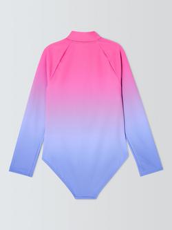 John Lewis Ombre Long Sleeve Swimsuit, Pink Multi - view 2, Pink Multi