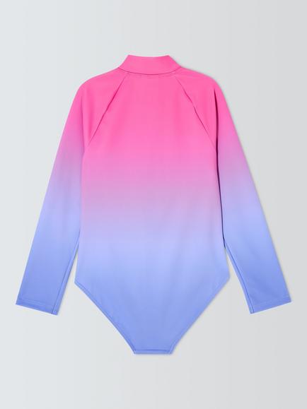 John Lewis Ombre Long Sleeve Swimsuit, Pink Multi - view 2, Pink Multi