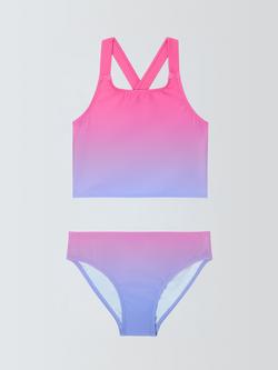 John Lewis Kids' Ombre Sport Tankini, Pink Multi