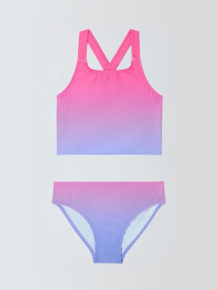 John Lewis Kids' Ombre Sport Tankini, Pink Multi