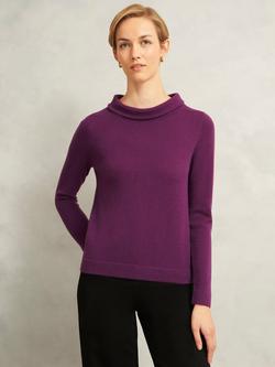 Hobbs Audrey Roll Neck Wool Rich Jumper, Purple, Purple