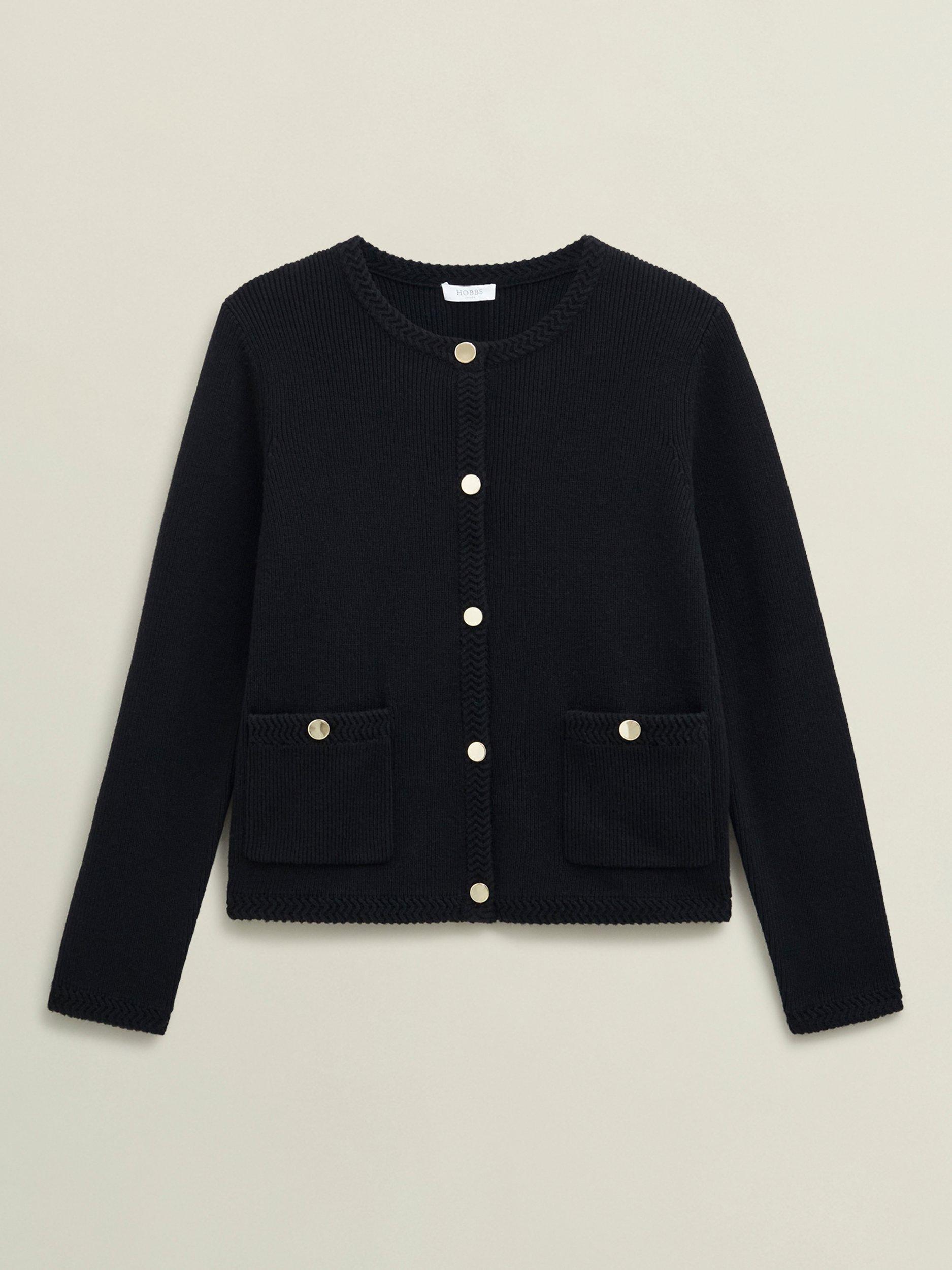 Product image 4 of 6, which shows Hobbs Simona Knitted Wool Rich Jacket, Black, M