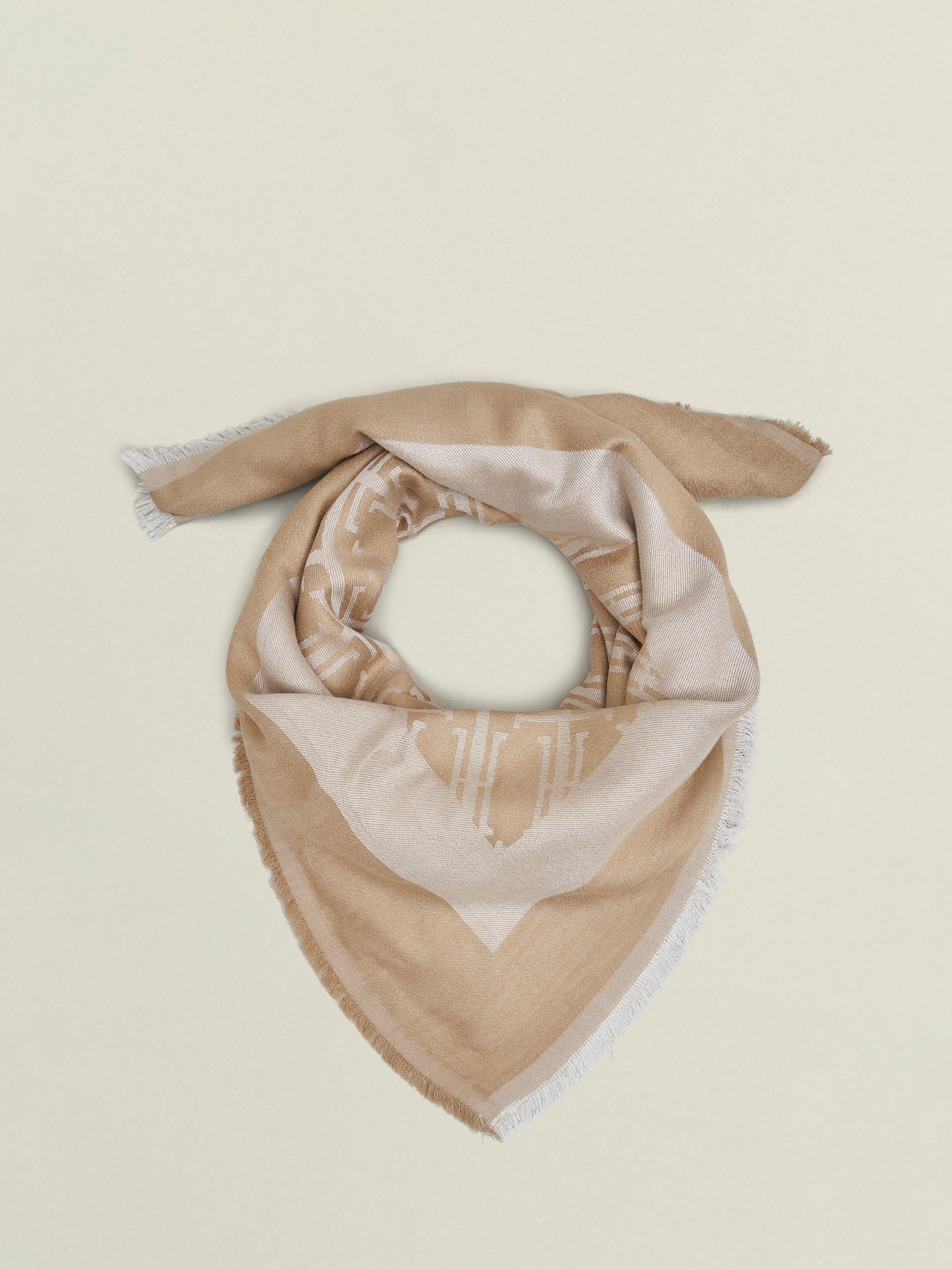 Hobbs Mora Insignia Print Scarf, Camel/Cream, One Size