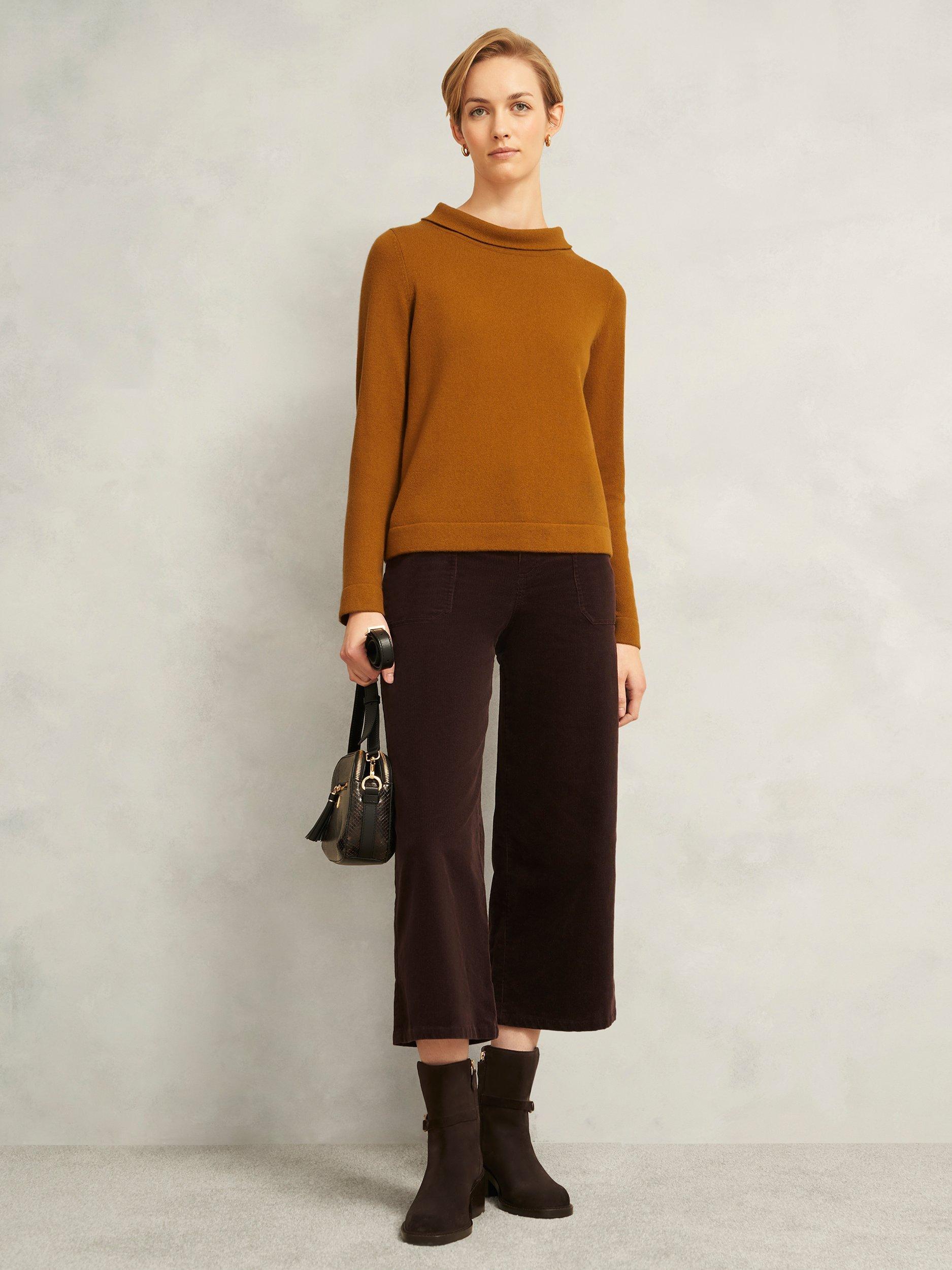 Product image 1 of 5, which shows Hobbs Audrey Roll Neck Wool Rich Jumper, Mid Orange, L