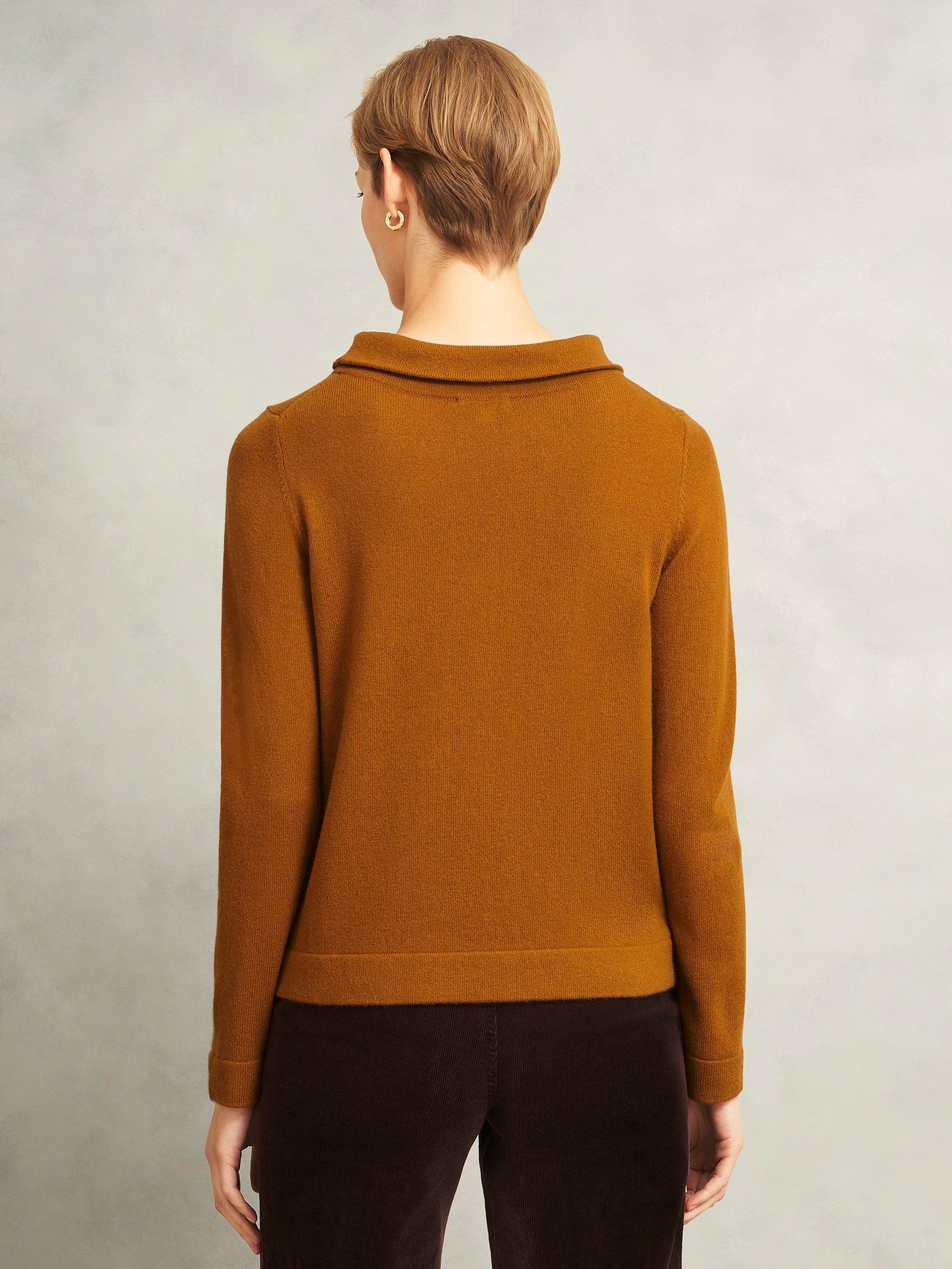 Product image 2 of 5, which shows Hobbs Audrey Roll Neck Wool Rich Jumper, Mid Orange, L