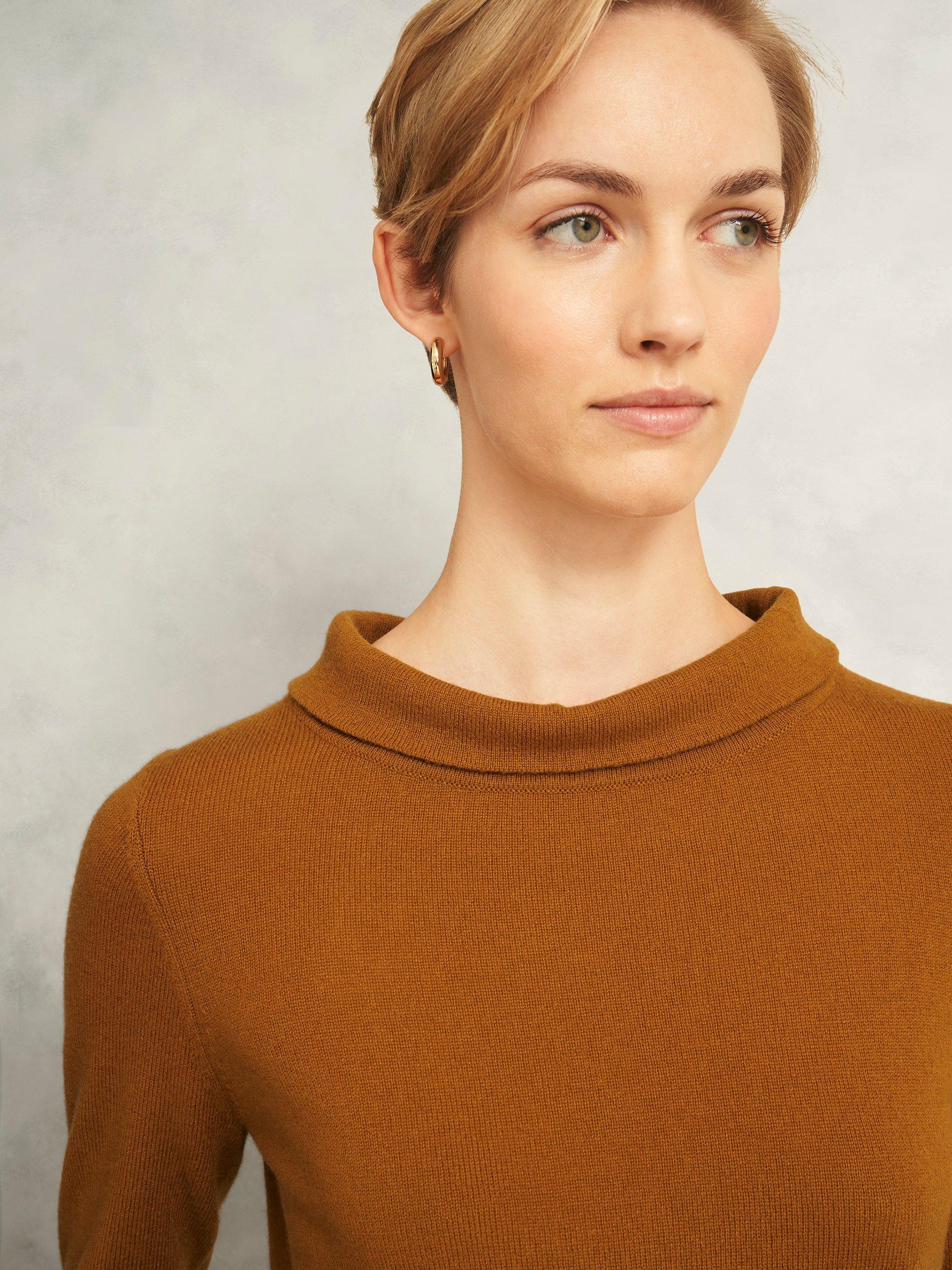 Product image 3 of 5, which shows Hobbs Audrey Roll Neck Wool Rich Jumper, Mid Orange, L