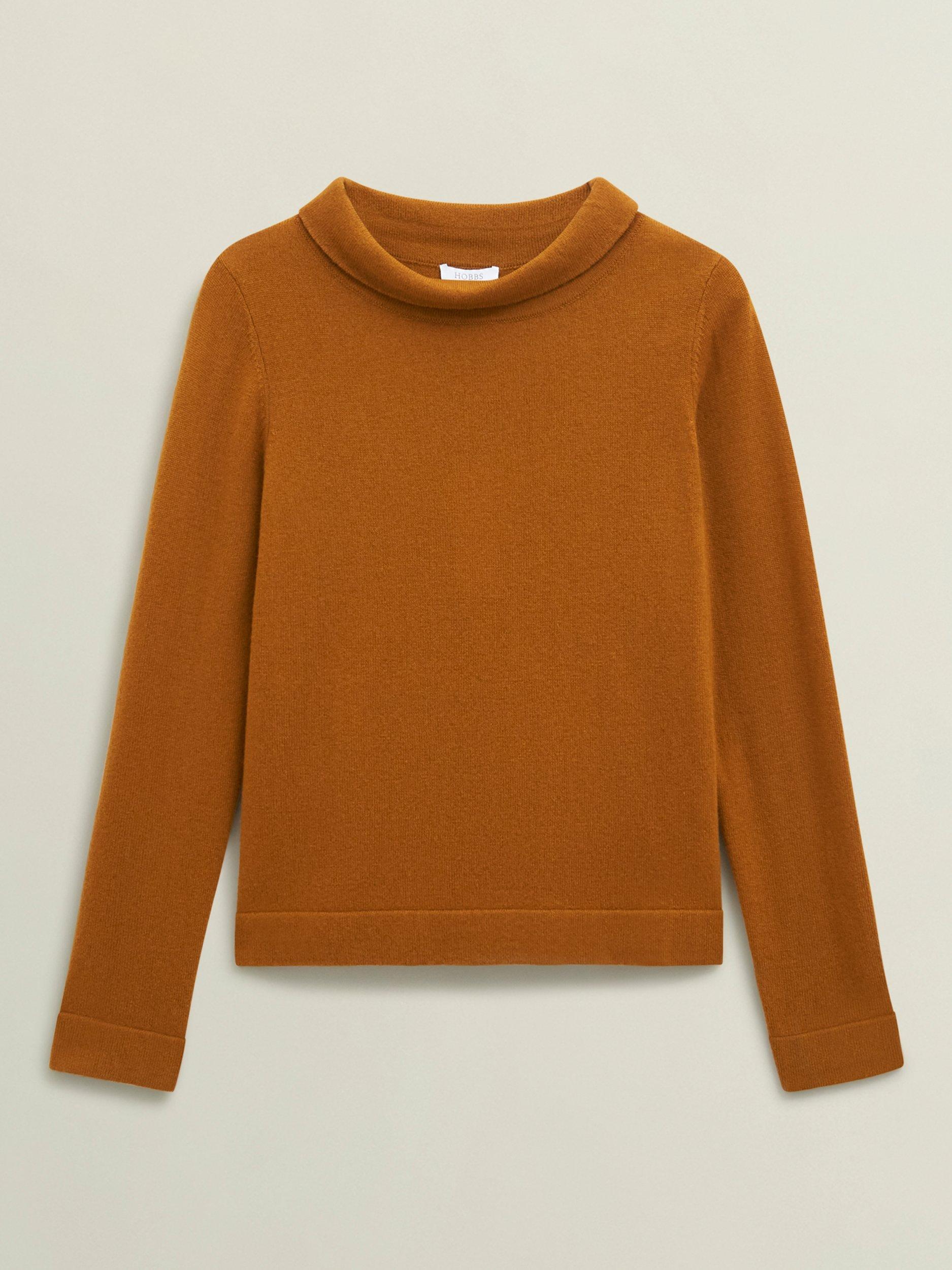 Product image 4 of 5, which shows Hobbs Audrey Roll Neck Wool Rich Jumper, Mid Orange, L