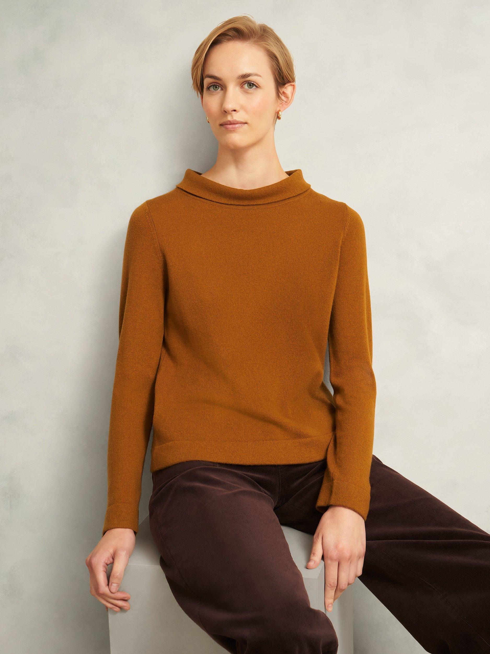 Product image 5 of 5, which shows Hobbs Audrey Roll Neck Wool Rich Jumper, Mid Orange, L