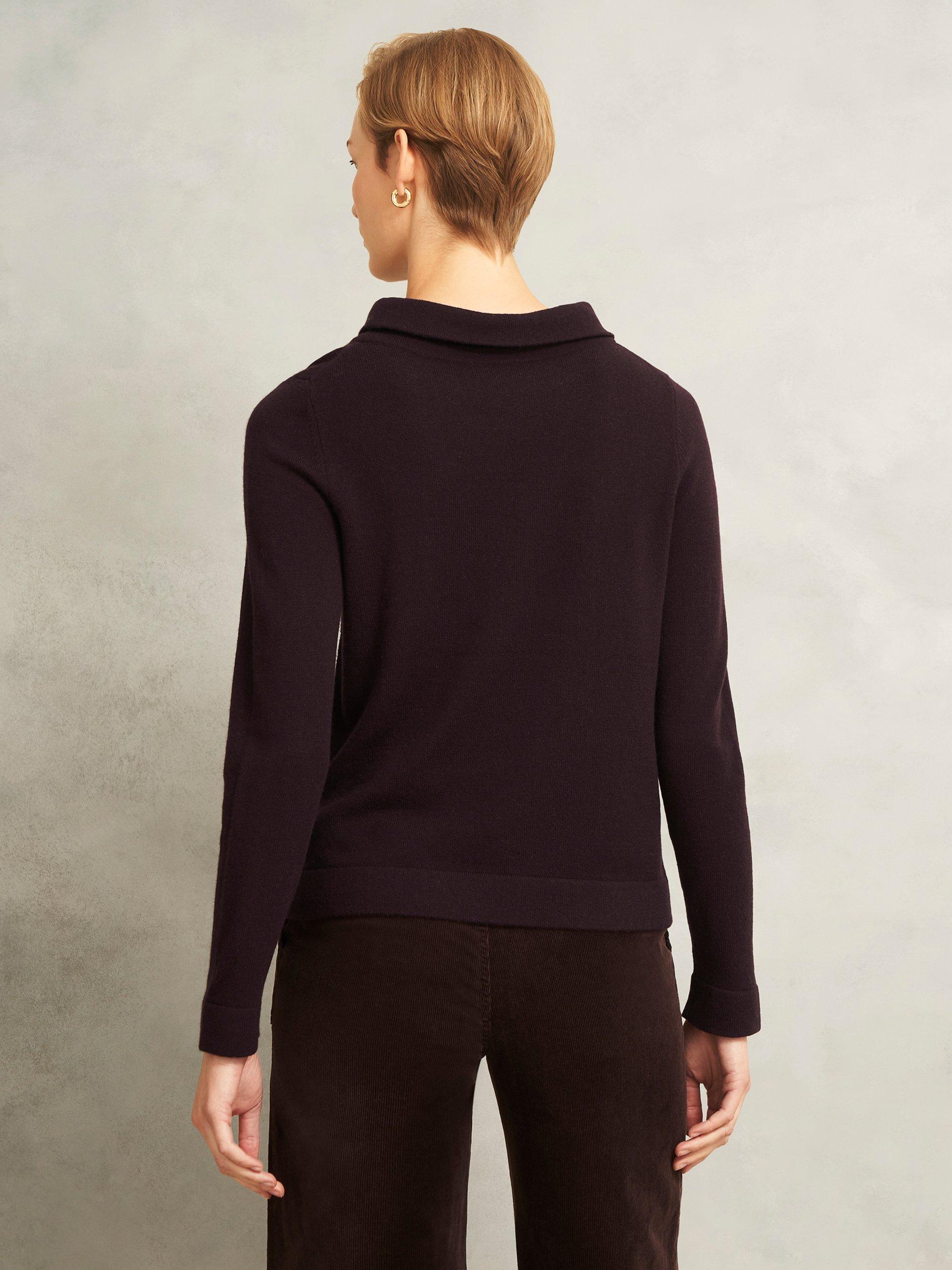 Product image 2 of 5, which shows Hobbs Audrey Roll Neck Wool Rich Jumper, Dark Brown, S