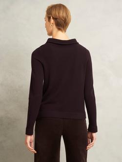 Hobbs Audrey Roll Neck Wool Rich Jumper, Dark Brown - view 2, Dark Brown