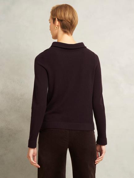 Hobbs Audrey Roll Neck Wool Rich Jumper, Dark Brown - view 2, Dark Brown