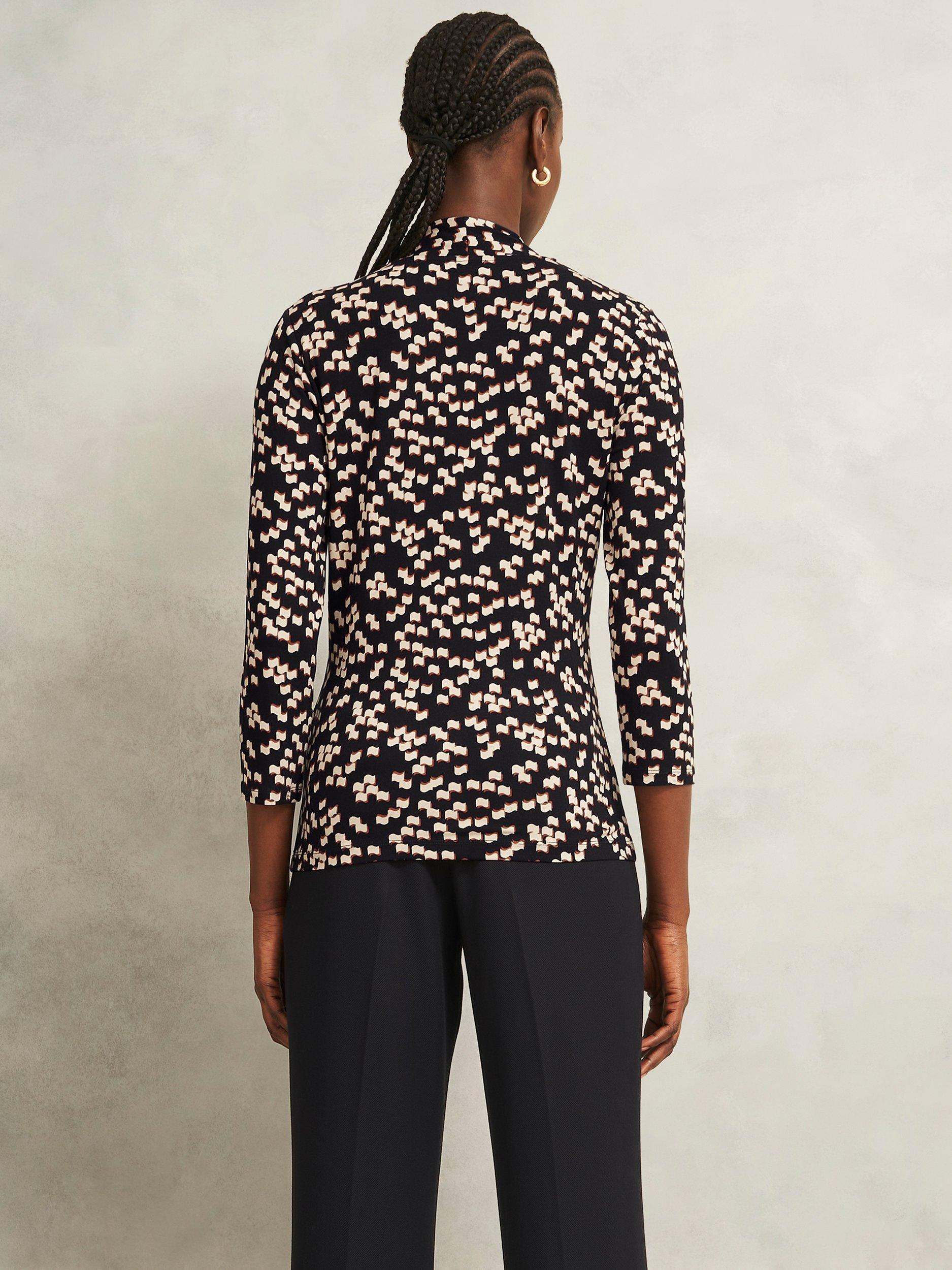 Product image 2 of 5, which shows Hobbs Aimee Graphic V-Neck Top, Multi, M