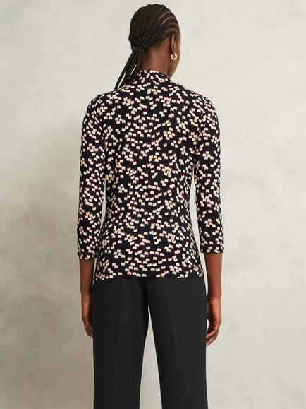 Hobbs Aimee Graphic V-Neck Top, Multi - view 2, Multi