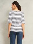 Hobbs Katie Stripe Button Back Top, White/Navy