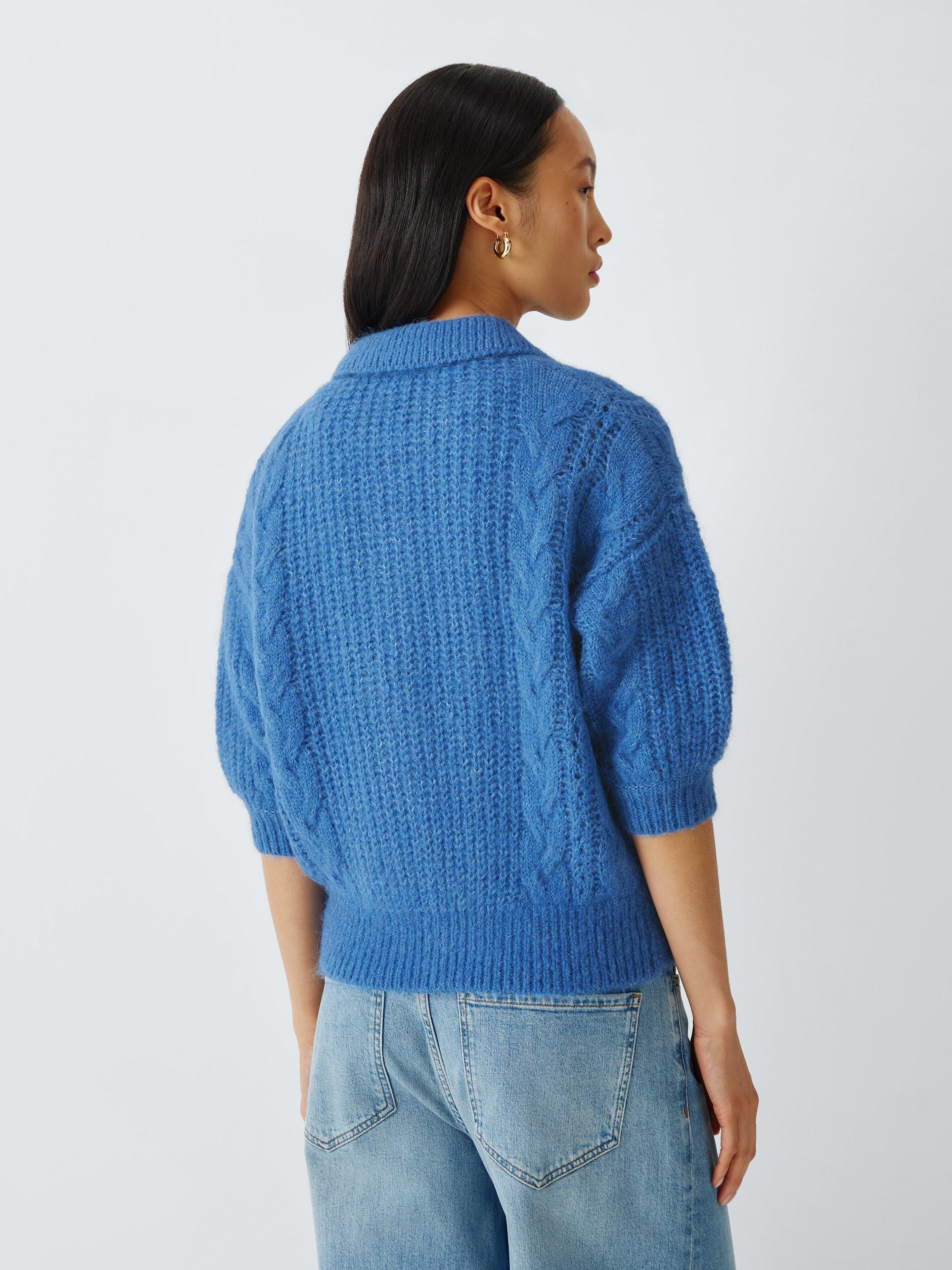 Product image 2 of 6, which shows AND/OR Bonnie Wool Rich Cardigan, Cornflower Blue, XS