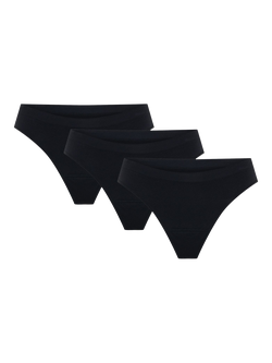 Modibodi Seamfree Period Thong, Light Absorbency, Pack of 3, Black, Black