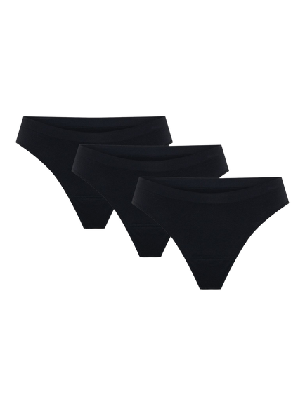 Modibodi Seamfree Period Thong, Light Absorbency, Pack of 3, Black, Black