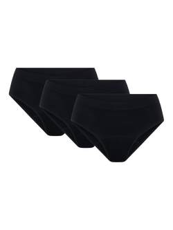 Modibodi Soft Stretch Seamless Period Bikini Knickers, Pack of 3, Black, Black