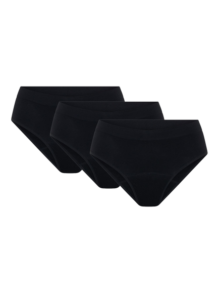 Modibodi Soft Stretch Seamless Period Bikini Knickers, Pack of 3, Black, Black