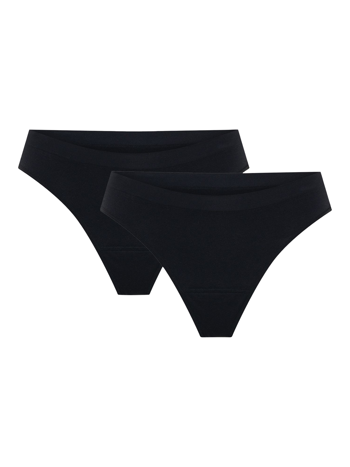 Product image 1 of 7, which shows Modibodi Soft Stretch Seamless Period Thong, Light Absorbency, Pack of 2, Black, 8-10