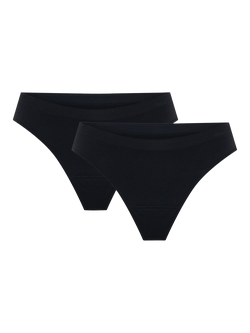 Modibodi Soft Stretch Seamless Period Thong, Light Absorbency, Pack of 2, Black, Black