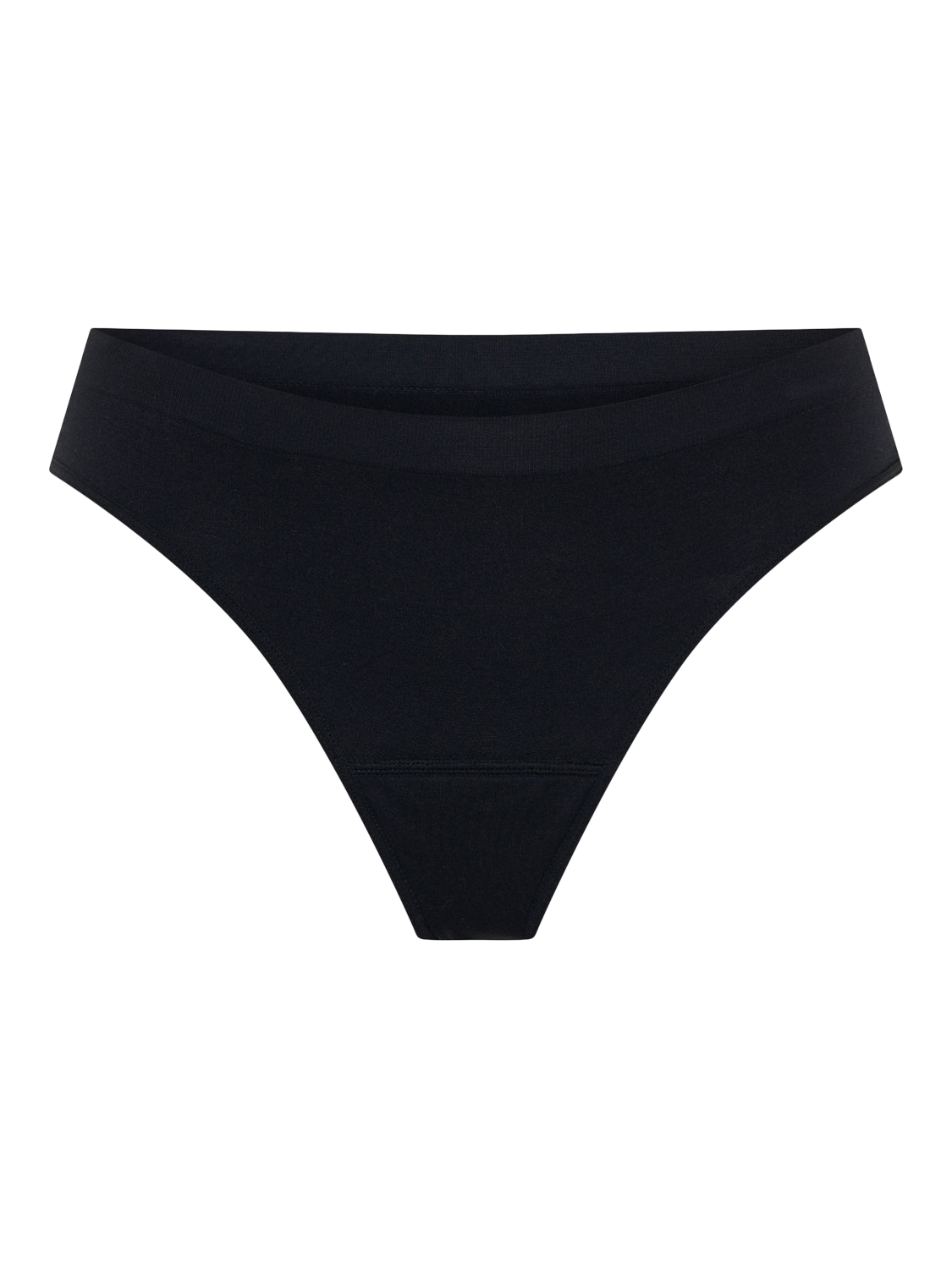 Product image 6 of 7, which shows Modibodi Soft Stretch Seamless Period Thong, Light Absorbency, Pack of 2, Black, 8-10