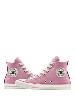 Converse Chuck Taylor All Star Contrast Suede Hi-Top Trainers, Pink - view 2, Pink