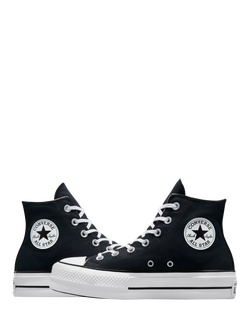 Converse Chuck Taylor All Star Lift Platform Hi-Top Trainers, Black/White - view 2, Black/White