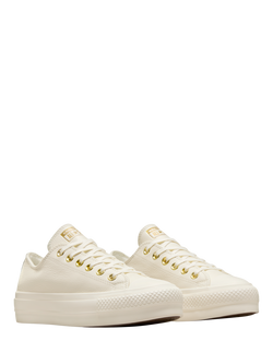 Converse Chuck Taylor All Star Lift Platform Golden Hits Trainers, Egret - view 2, Egret