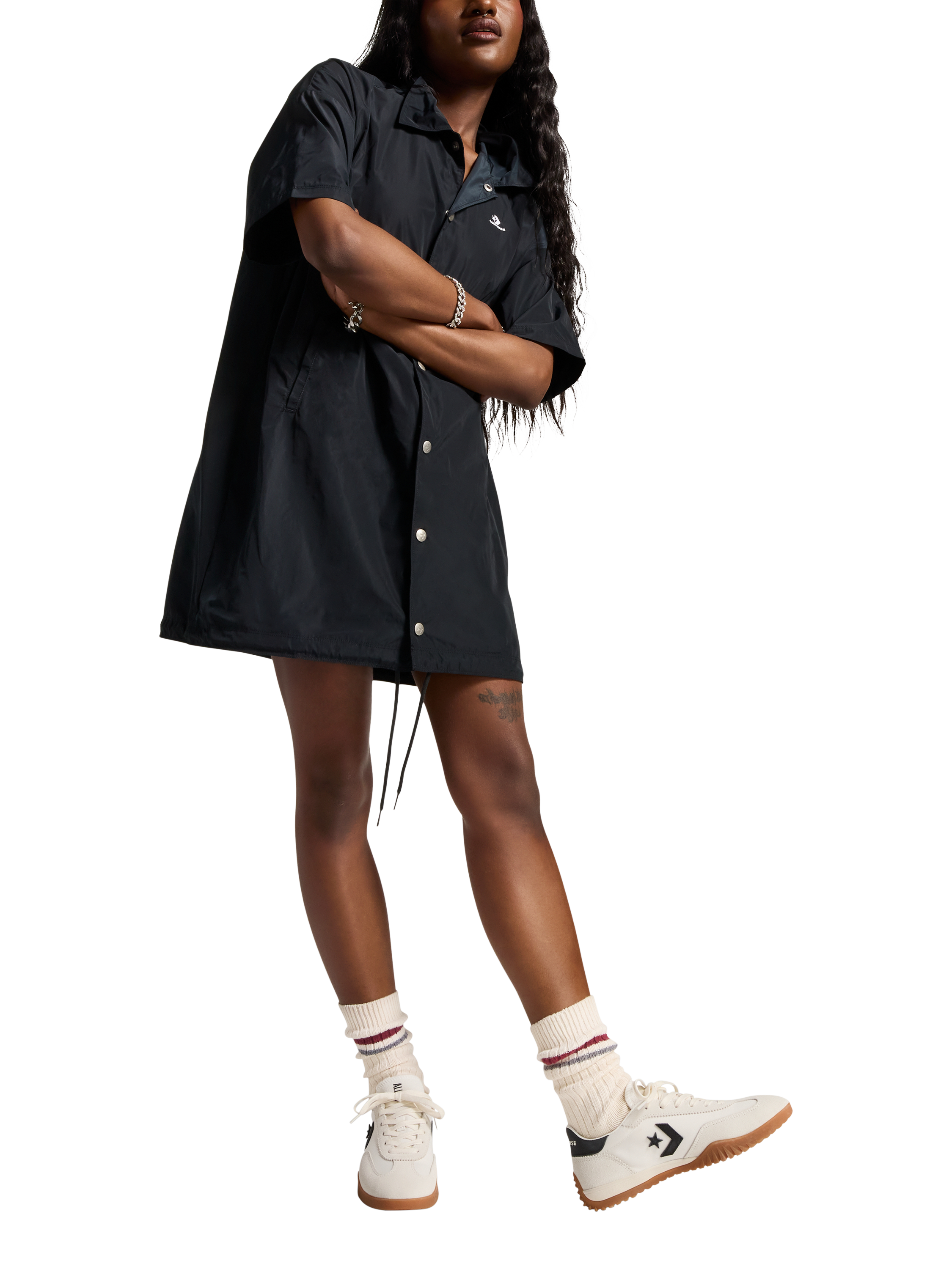 Product image 4 of 4, which shows Converse Run Star Suede Blend Trainers, Off White/Black, 4