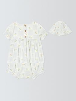 John Lewis Baby Check Woven Dress, Bloomers & Hat Set, Blue Multi - view 2, Blue Multi