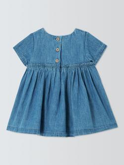 John Lewis Baby Flamingo Dress, Blue - view 2, Blue