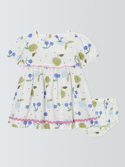 John Lewis Baby Fruit Dress & Bloomers Set, White, White