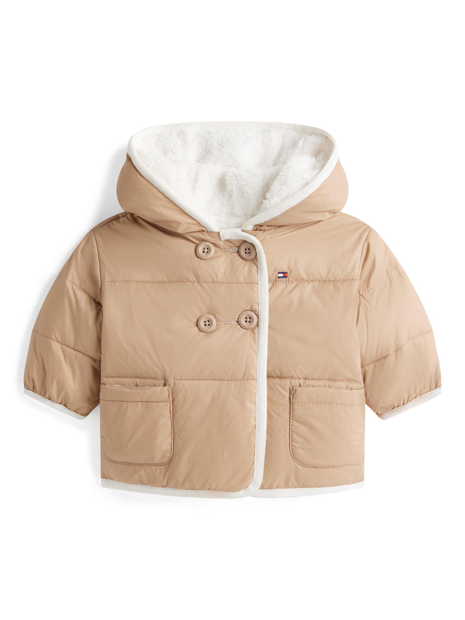 Product image 1 of 2, which shows Tommy Hilfiger Baby Reversible Hooded Jacket, Malted Milk, 0-3 months