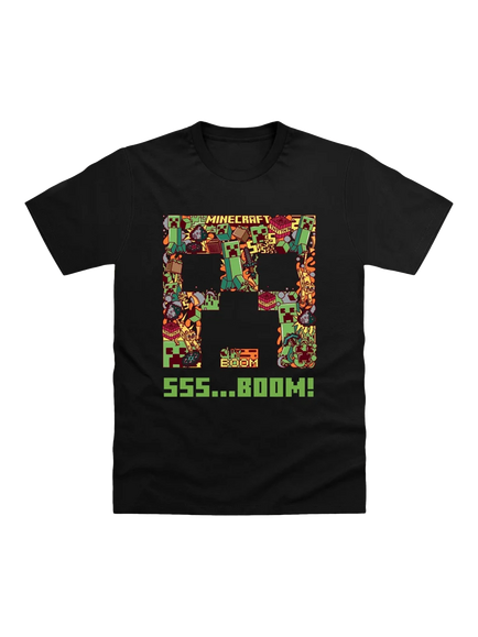 Minecraft Kids' Boom T-Shirt, Black, Black