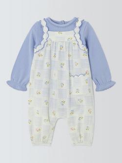 John Lewis Baby Check Dungarees & Long Sleeve Top Set, Purple, Purple