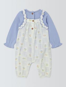 John Lewis Baby Check Dungarees & Long Sleeve Top Set, Purple - view 2, Purple