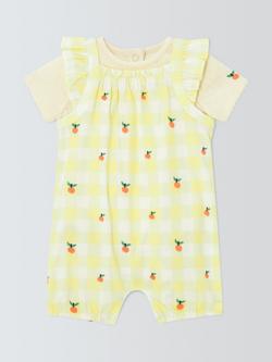 John Lewis Baby Check Romper & T-Shirt Set, Yellow, Yellow