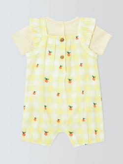 John Lewis Baby Check Romper & T-Shirt Set, Yellow - view 2, Yellow