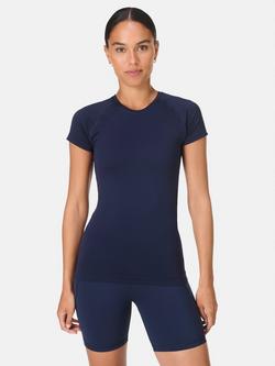 Sweaty Betty Athlete Seamless T-Shirt, Navy Blue