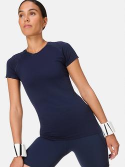 Sweaty Betty Athlete Seamless T-Shirt - view 2, Navy Blue