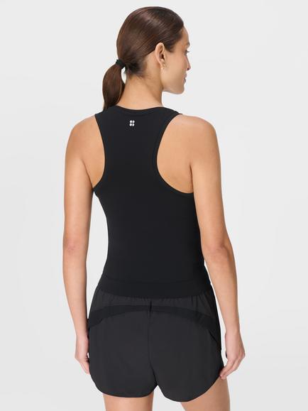 Sweaty Betty Athlete Crop V-Neck Seamless Workout Tank Top - view 2, Black