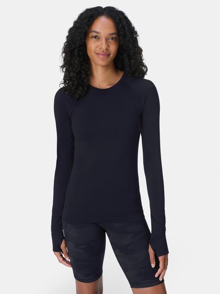 Sweaty Betty Athlete Seamless Long Sleeve Top, White, Black
