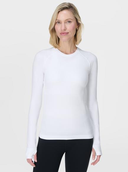 Sweaty Betty Athlete Seamless Long Sleeve Top, White, White