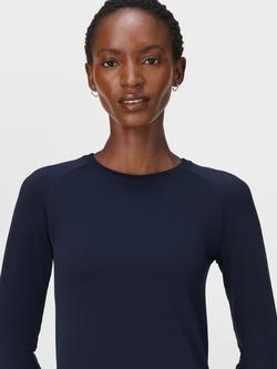 Sweaty Betty Athlete Seamless Workout Long Sleeve Top - view 2, Navy Blue