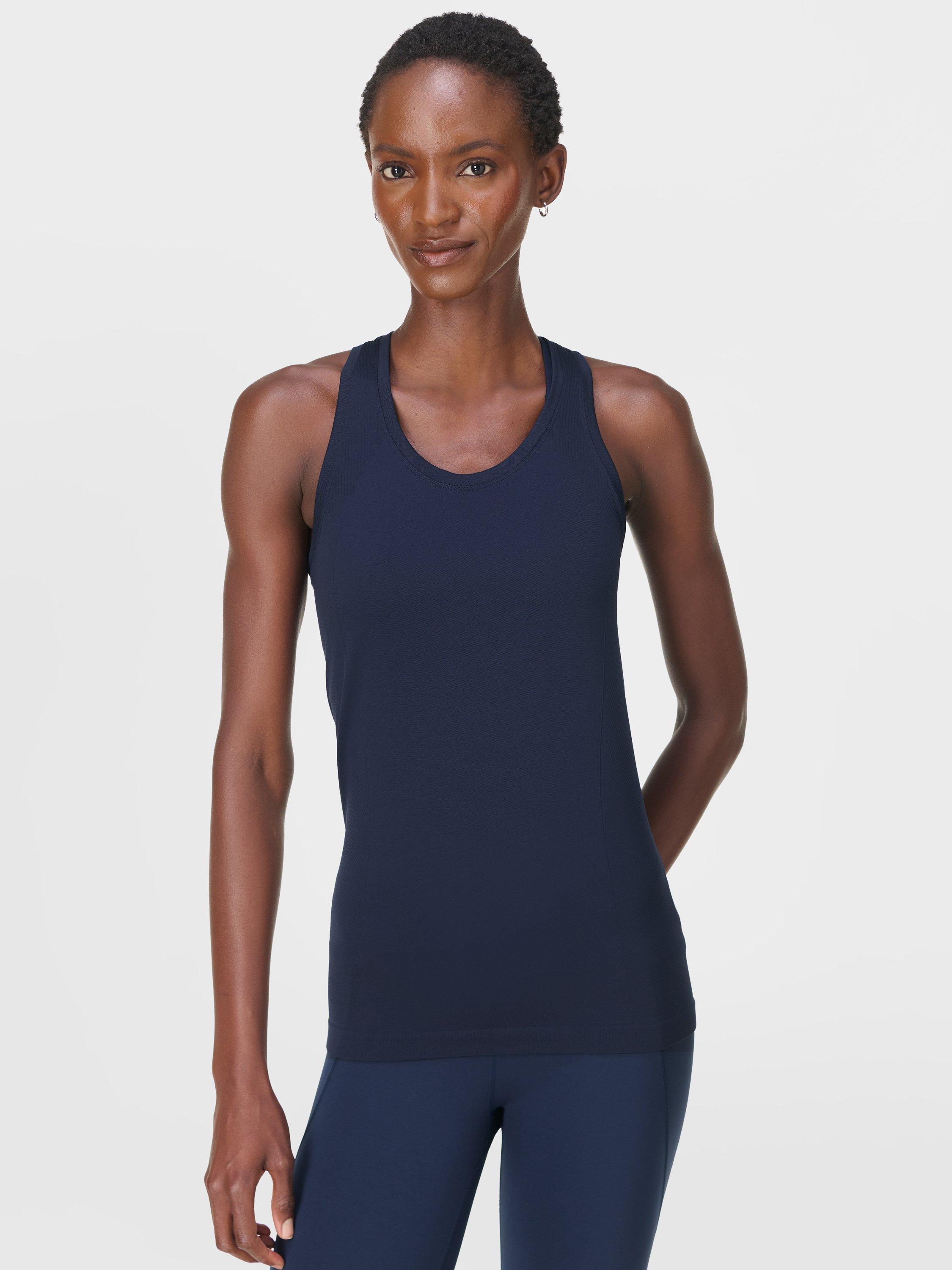 Product image 1 of 6, which shows Sweaty Betty Athlete Seamless Workout Tank Top, Navy Blue, XXS